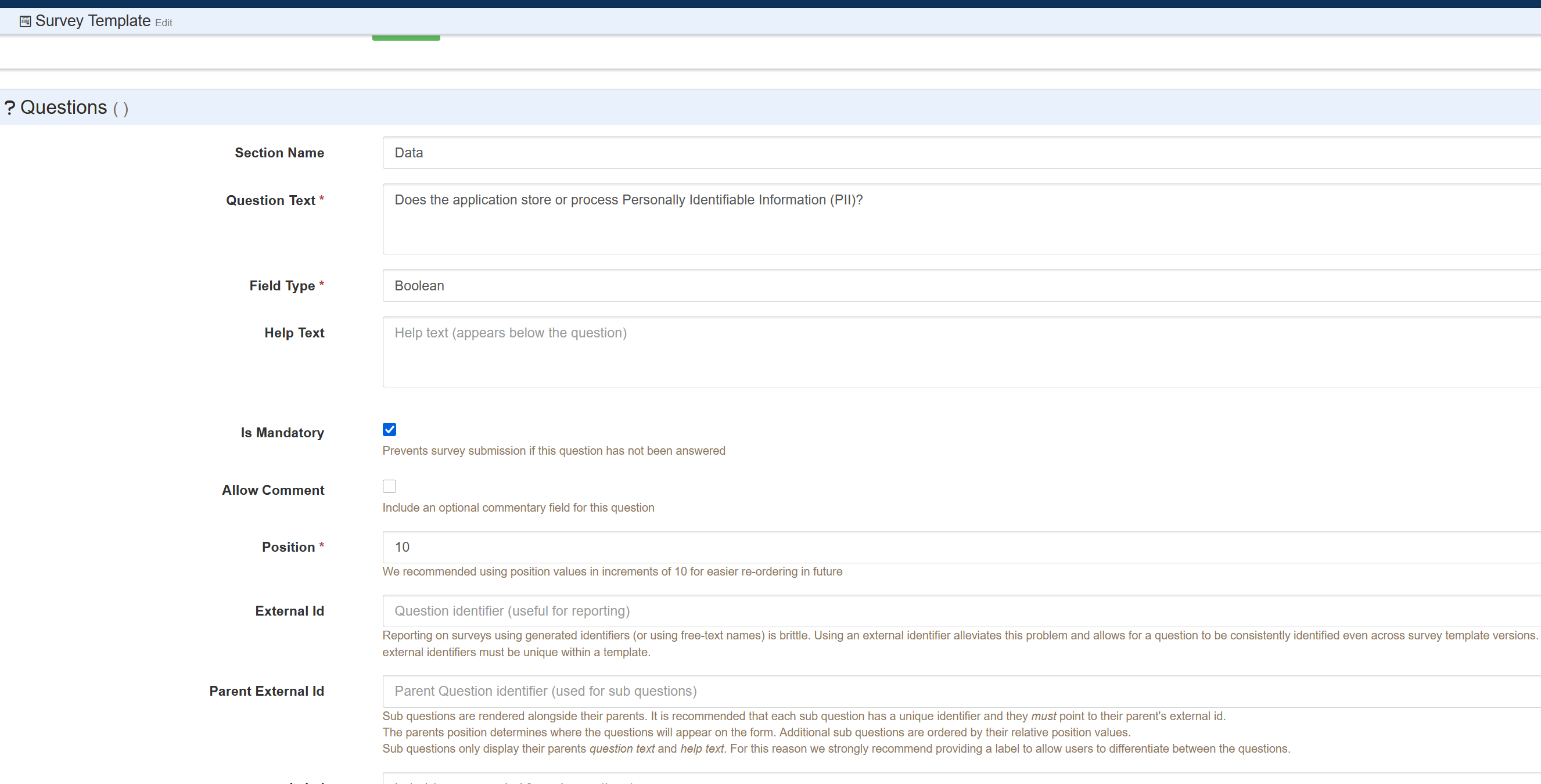 Assessment and data capture